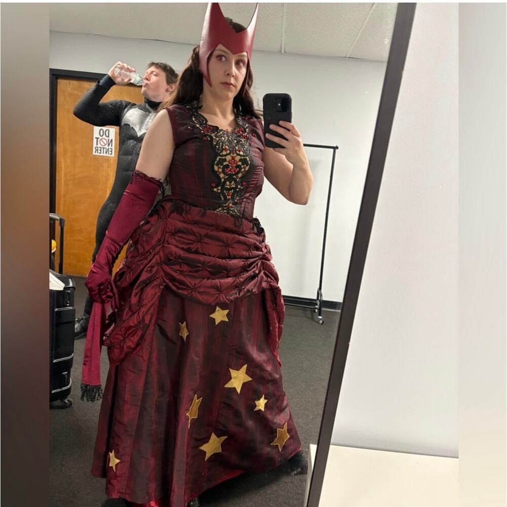 1880s Scarlet Witch bustle dress